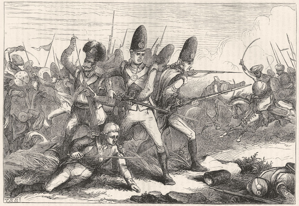 INDIA. The Battle of Arass. The Grenadiers at Bay c1880 old antique print